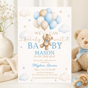 Invitation Baby Shower Prénatal Bébé Ours en Peluche
