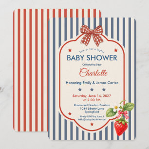 Invitation Baby Shower Préparatoire Américain Gingham à Ray