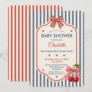 Invitation Baby-Shower Préparatoire Américaine Gingham Rayu