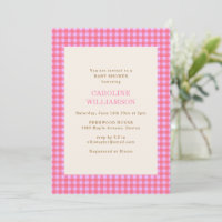 Baby Shower Préppy Gingham Rose Corail Rétro
