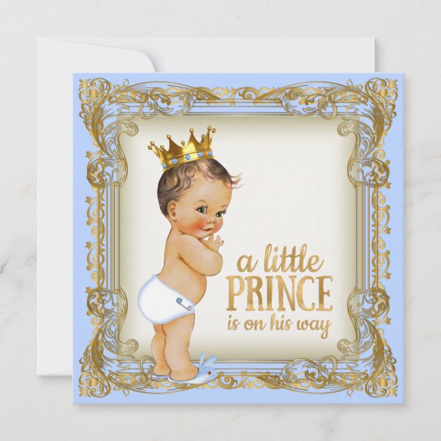 Invitation Baby shower Prince Bébé Bleu (Devant)