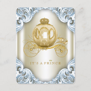 Invitation Baby shower Prince des Portes Bleues et Or