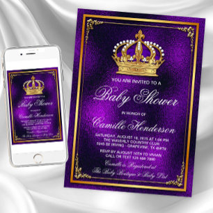 Invitation Baby Shower Prince Gold Violet