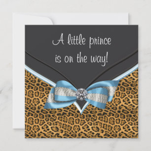 Invitation Baby Shower Prince Guépard Bleu Bébé