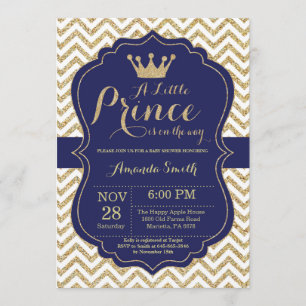 Invitation Baby shower Prince Marine et Gold