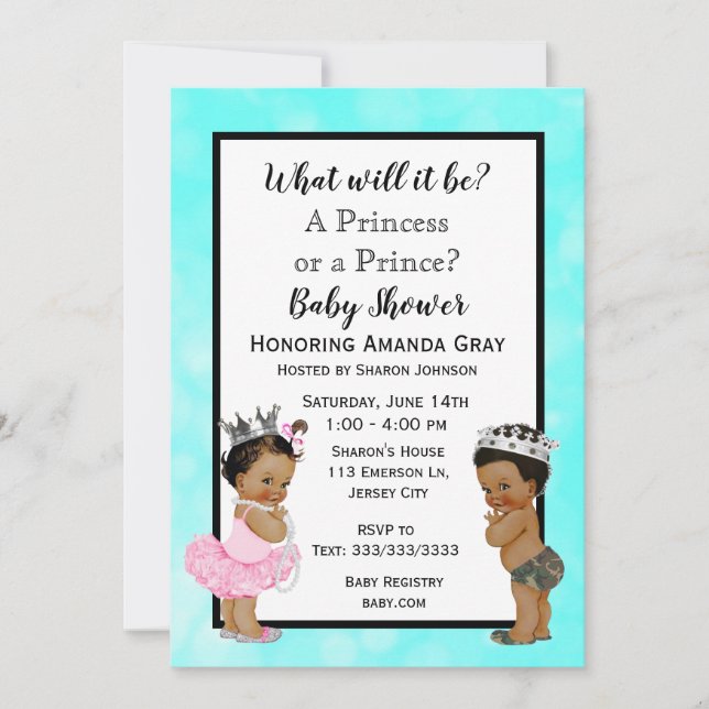 Invitation Baby shower Prince ou Princesse (Devant)