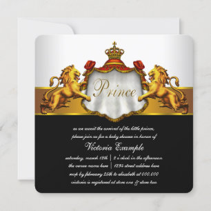 Invitation Baby-Shower Prince Rouge et Or
