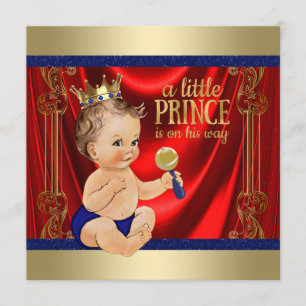 Invitation Baby Shower Prince Royal Bleu Or