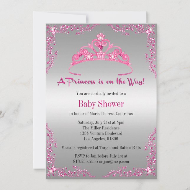 Invitation Baby shower Princess (Devant)