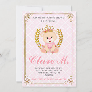 Invitation Baby shower Princess Bear