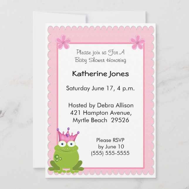 Invitation Baby shower Princess Frog (Devant)