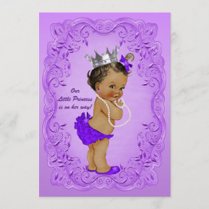 Invitation Baby shower Princess Ornate Purple Frame