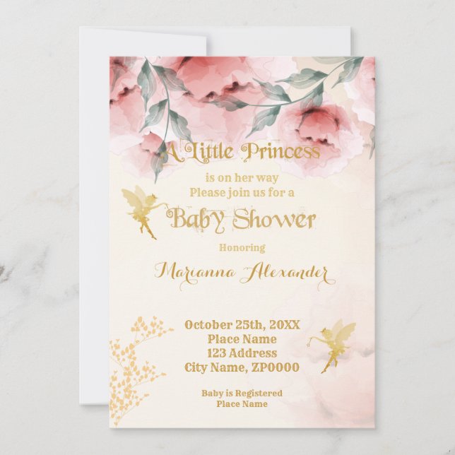 Invitation Baby shower Princesse (Devant)