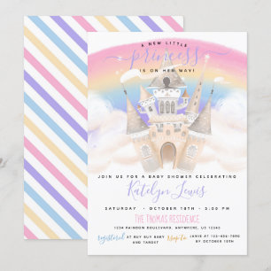 Invitation Baby shower Princesse avec arc-en-ciel