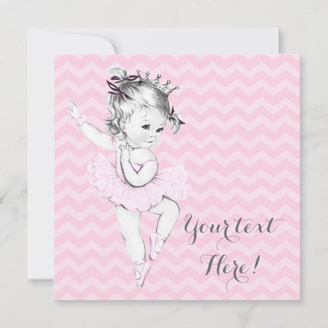 Invitation Baby shower princesse Ballerina rose (Devant)
