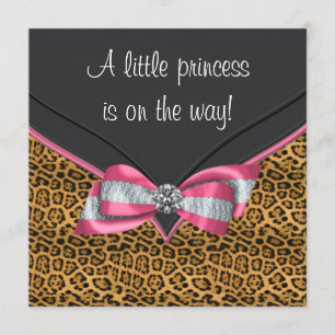 Invitation Baby shower princesse Cheetah rose