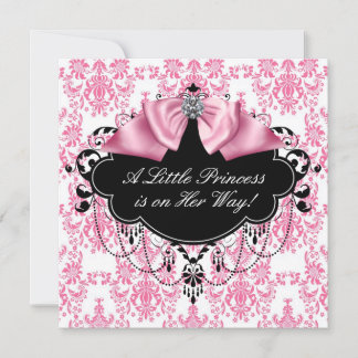 Invitation Baby shower princesse Damas noir rose