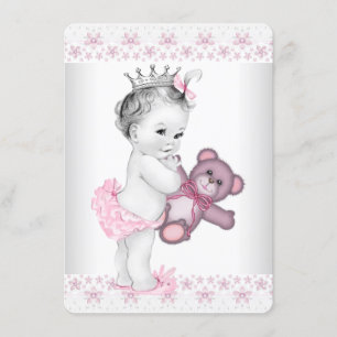 Invitation Baby shower princesse de l'Ours en Teddy rose