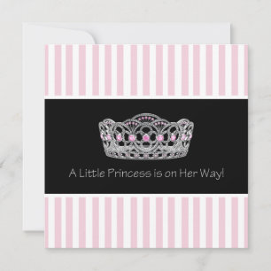 Invitation Baby Shower Princesse Diadème Noir Rose
