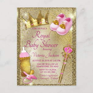 Invitation Baby shower Princesse d'or rose