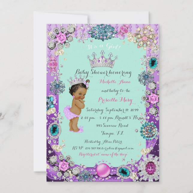 Invitation Baby shower princesse, petite princesse (Devant)