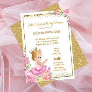 Invitation Baby shower Princesse Rose
