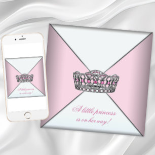 Invitation Baby shower princesse rose Diamond Tiara