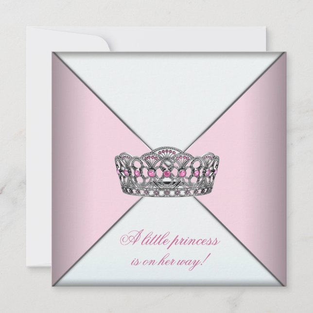 Invitation Baby shower princesse rose Diamond Tiara (Devant)