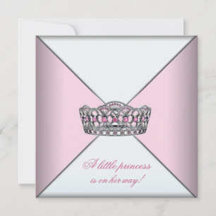 Invitation Baby shower princesse rose Diamond Tiara
