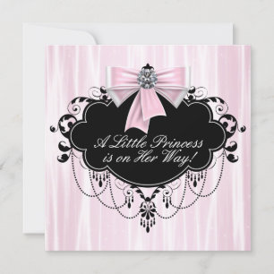 Invitation Baby shower princesse rose et noire
