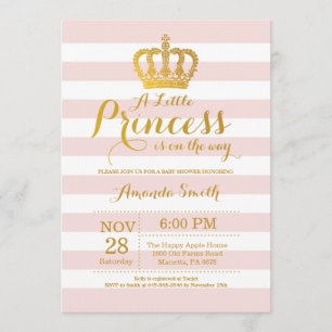 Invitation Baby shower princesse rose et or
