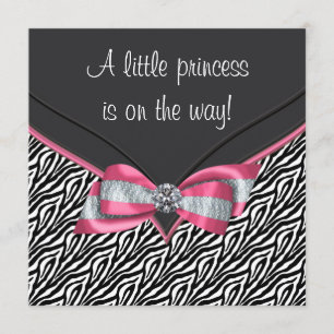 Invitation Baby shower princesse rose Zebra