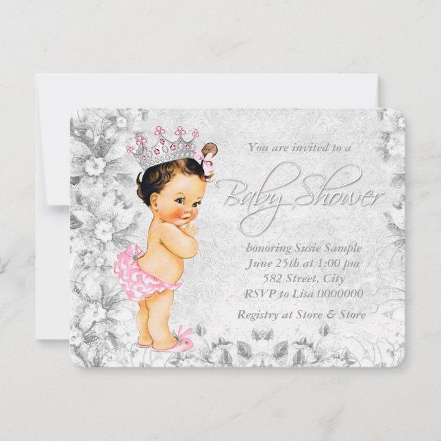 Invitation Baby shower Princesse vintage (Devant)