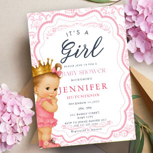 Invitation Baby shower Princesse vintage pour bébé