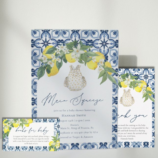 Invitation Baby shower principal au citron méditerranéen (Créateur téléchargé)