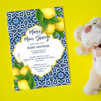 Baby shower principal de Mama citrons carreaux ble