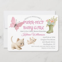 Baby shower Purr-fect bébé fille chaton