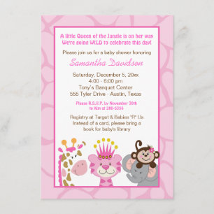 Invitation Baby shower Queen of the Jungle & Frien