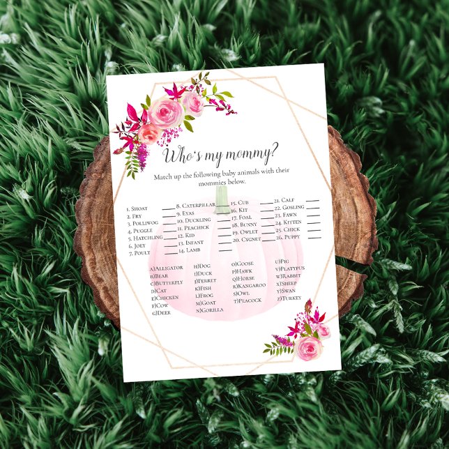 Invitation Baby shower qui est ma mère Citrouille Florals (Créateur téléchargé)