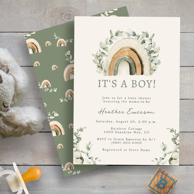 Invitation Baby shower Rainbow Boy (Boho Rainbow Boy Baby Shower Invitation by Painted Paperie
)