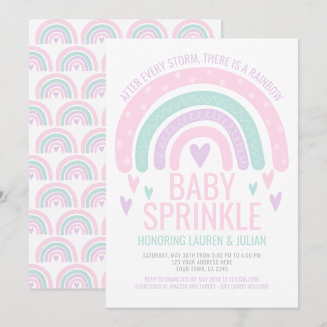 Invitation Baby shower Rainbow moderne (Devant / Derrière)