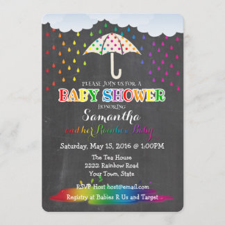Invitation Baby shower Rainbow Raindrops