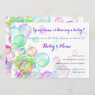 Invitation Baby shower Rainbow Soap Bubbles