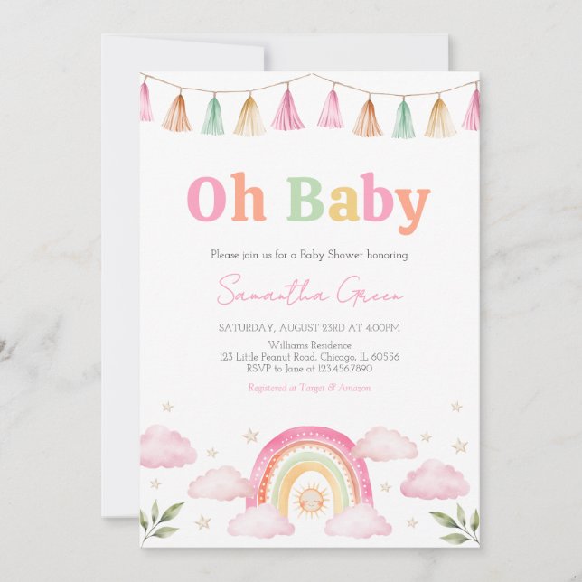 Invitation Baby shower Rainbow Sunshine (Devant)