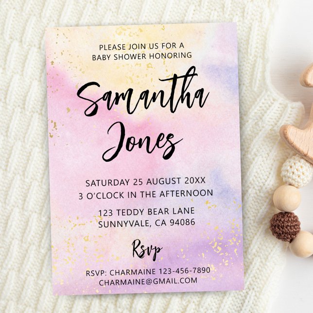 Invitation Baby shower Rainbow Watercolor (rainbow watercolor baby shower invite)