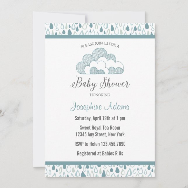 Invitation Baby shower Raindrop (Devant)