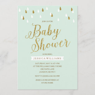Invitation Baby shower Raindrops de la Parties scintillant Mi