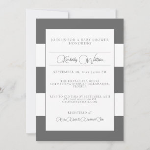 Invitation Baby shower rayé gris
