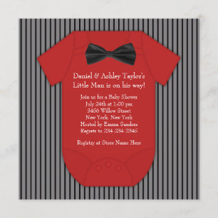Invitation Baby Shower Rayure Rouge et Noire