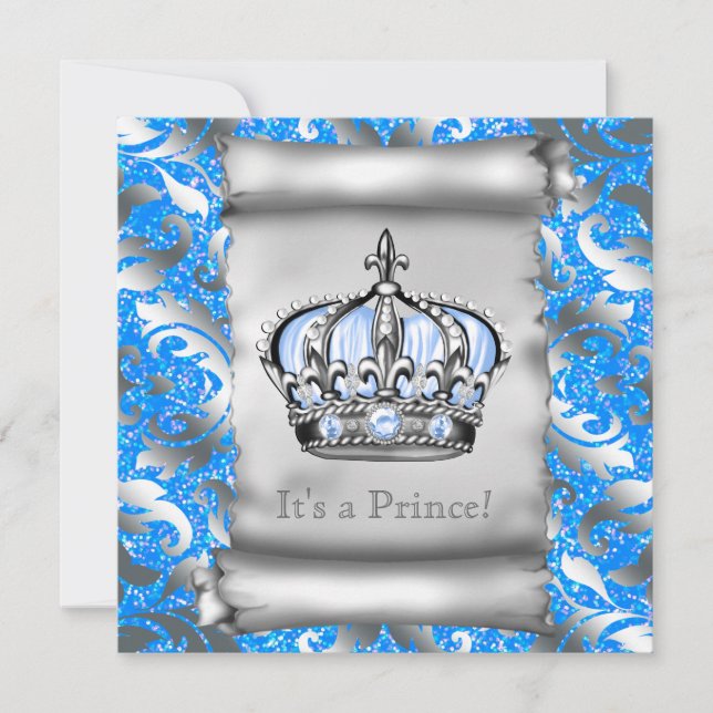 Invitation Baby shower Regal Royal Blue Prince (Devant)